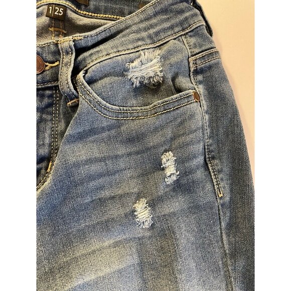 Judy Blue Jeans Womens 1/25  25x28.5 Blue Skinny Distressed Denim JB82109MD - Picture 4 of 16